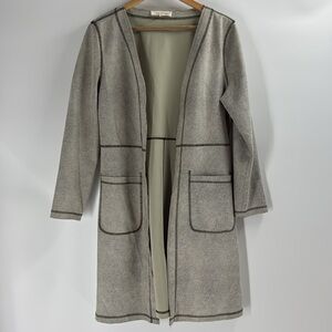 Solitaire faux Snakeskin suede  duster jacket coat drape front 2 pockets